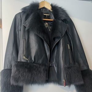 Ted Baker Leather Jacket Faux Fur